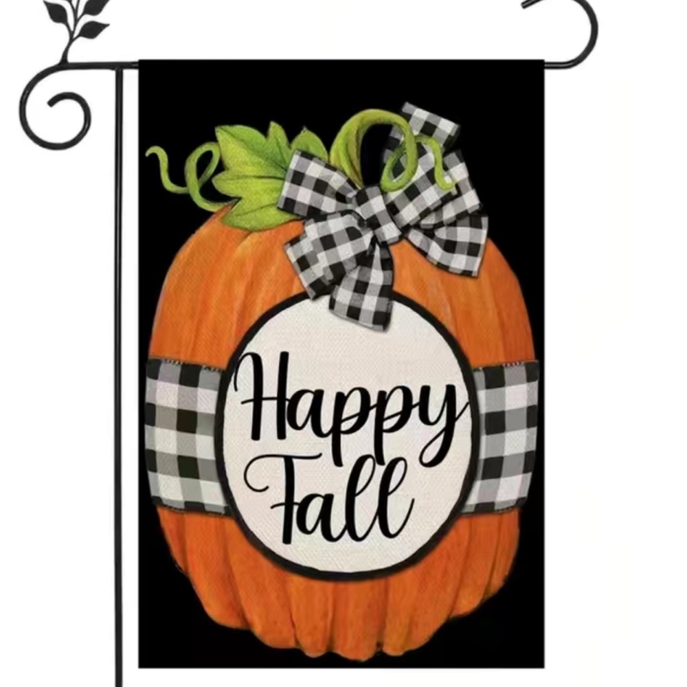 NIP Happy Fall Yard Outdoor Welcome Buffalo Plaid Burlap Db Sided 12 x 18